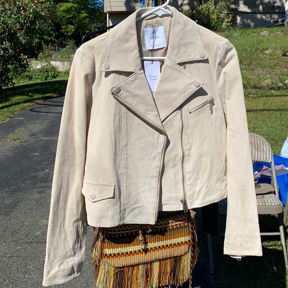 Mango Suede Genuine Leather Moto Jacket